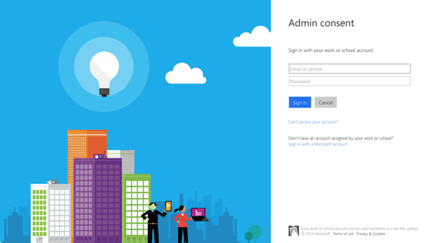 Organization account loging prompt displayed as a part of the application startup flow