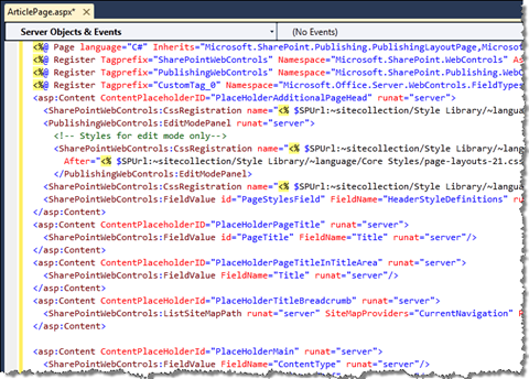 Page Layout created from an existing Content Type