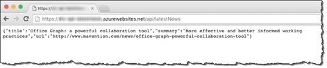 Latest news from the corporate Mavention website retrieved by an API as a JSON object