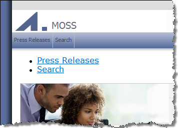 Clipping of a SharePoint home page with a menu rendered as an unordered list Clipping of a SharePoint home page with a menu rendered as an unordered list