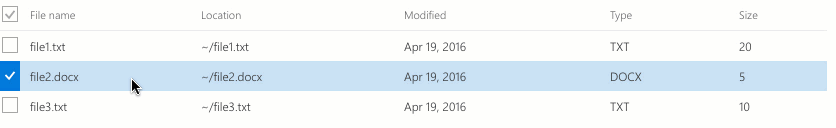 Selecting single rows in the ngOfficeUIFabric Table directive